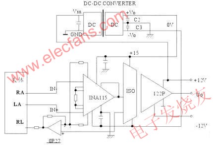 病人ECG监护电路  www.elecfans.com