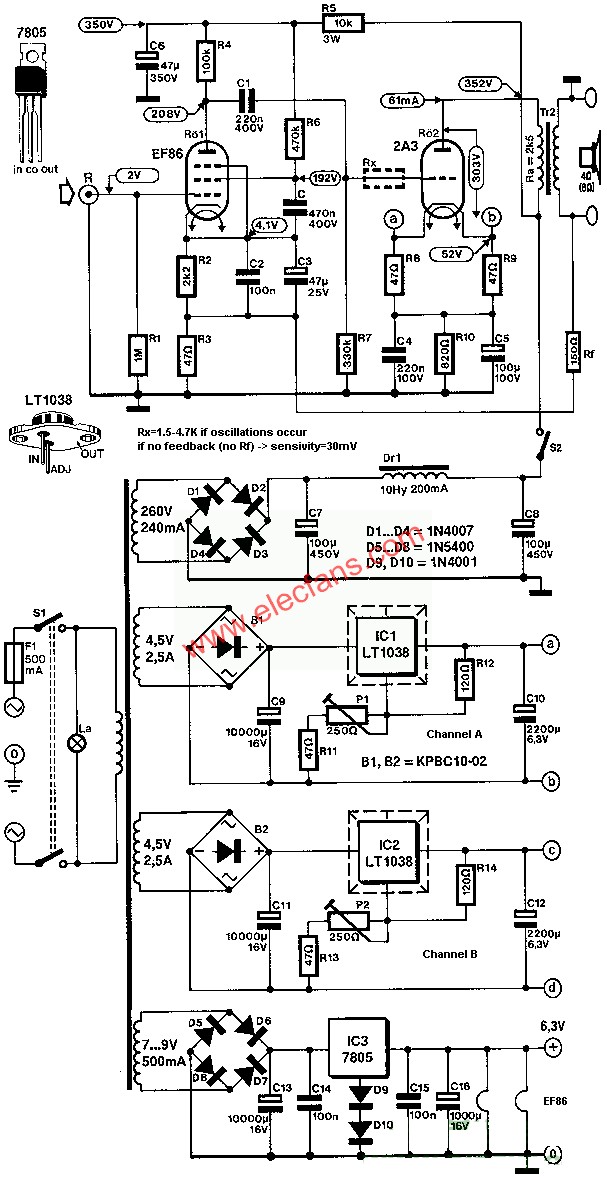 2A3胆机电路图(一) www.elecfans.com