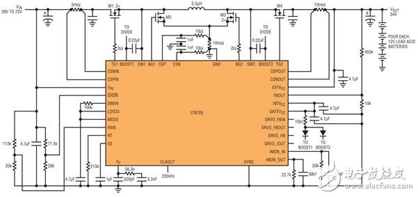 图2：LT8705电池充电器电路图